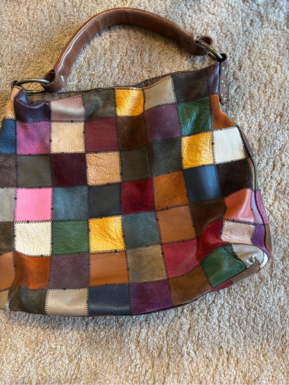 Lucky Brand Patchwork Leather Shoulder Bag in Multicolor Squares